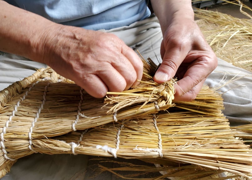 わら 受注生産】藁（わら）の雪ぐつ【交差編み】 Rice Straw Boots (Cross P