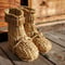 【受注生産】藁(わら)の雪ぐつ 交差編み×ストラップ付 Rice Straw Boots with strap