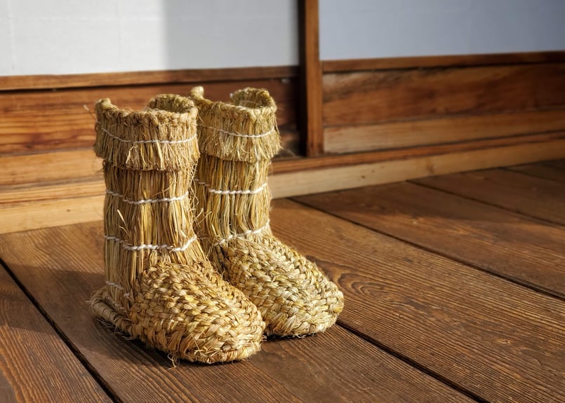 受注生産】藁（わら）の雪ぐつ【交差編み】 Rice Straw Boots