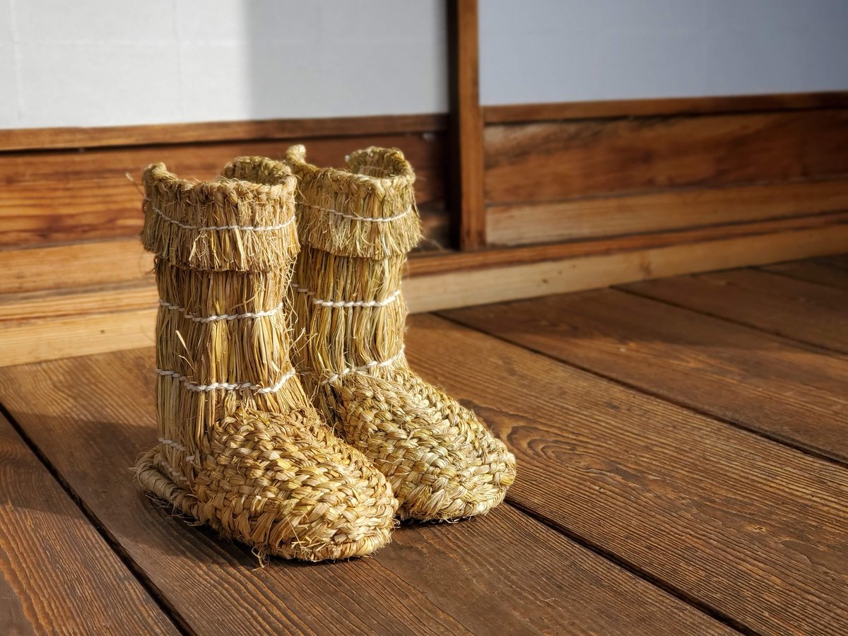 受注生産】藁（わら）の雪ぐつ【交差編み】 Rice Straw Boots