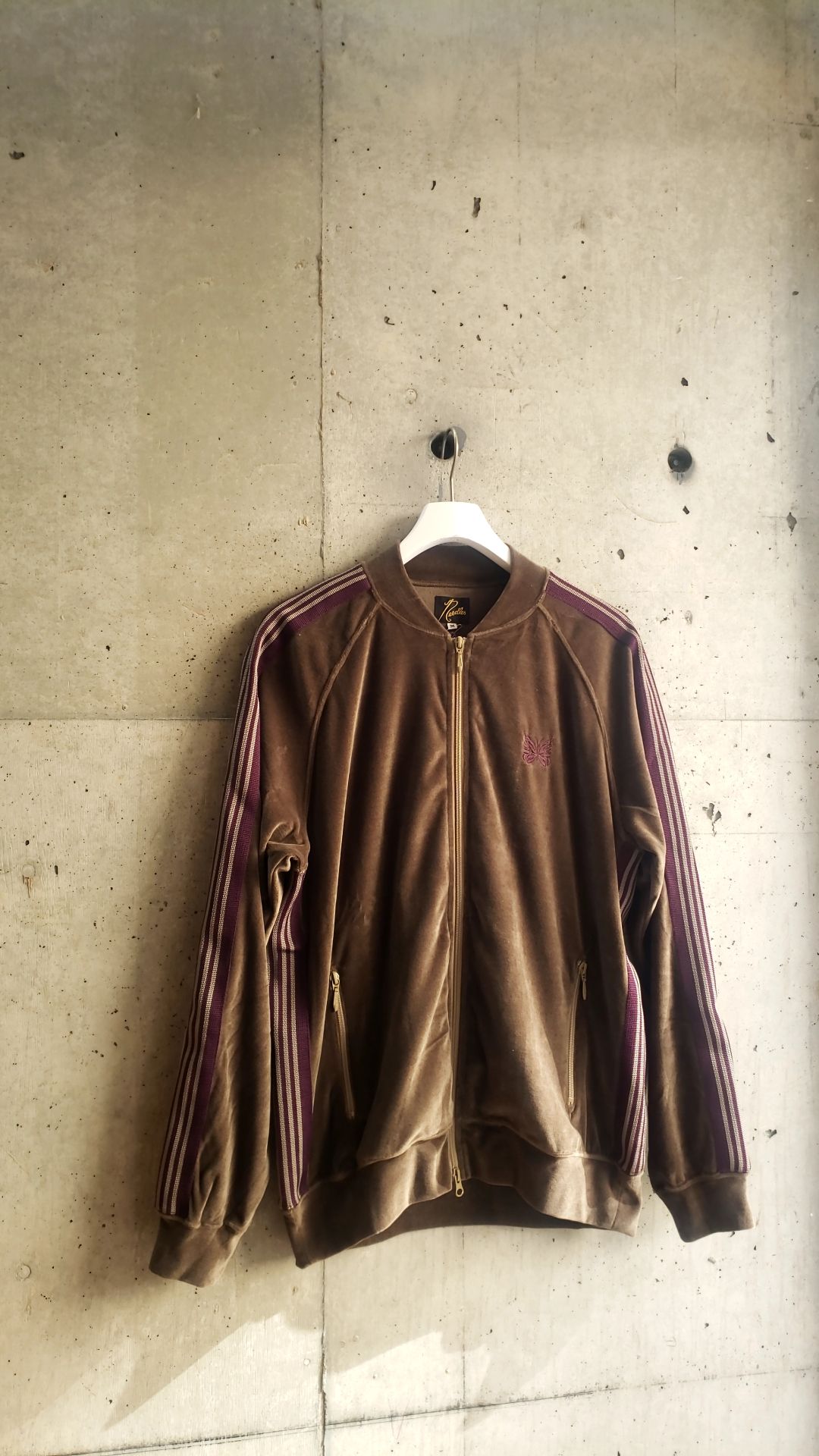 NEEDLES RIB COLLAR TRACK JACKET C/PE VELOUR |