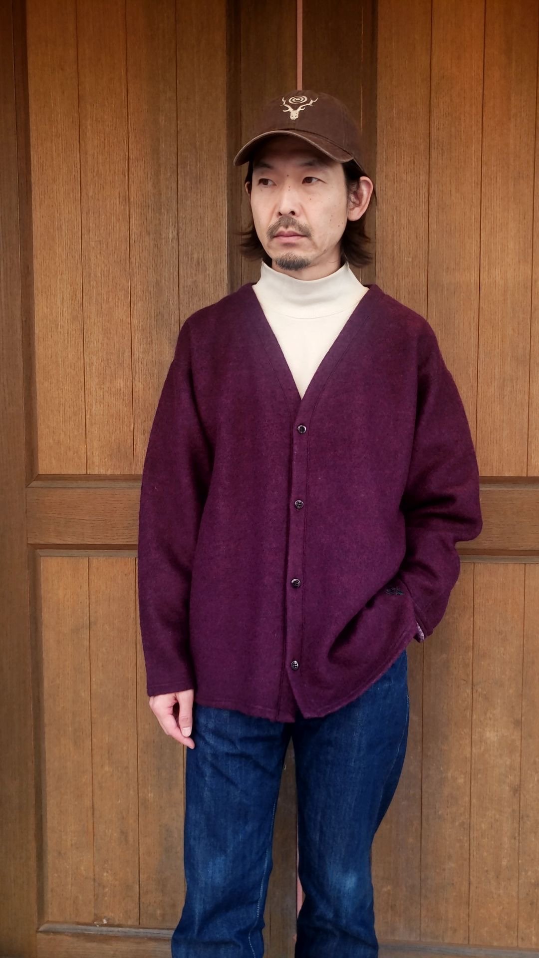 SOUTH2 WEST8 S. S. V Neck Cardigan - Boiled Jer