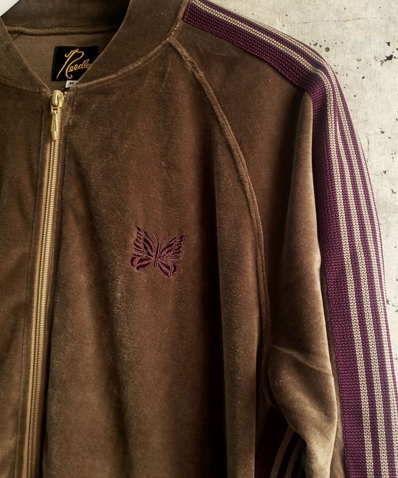NEEDLES RIB COLLAR TRACK JACKET C/PE VELOUR |