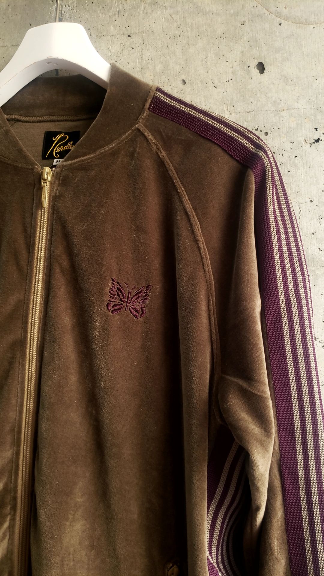 NEEDLES RIB COLLAR TRACK JACKET C/PE VELOUR |