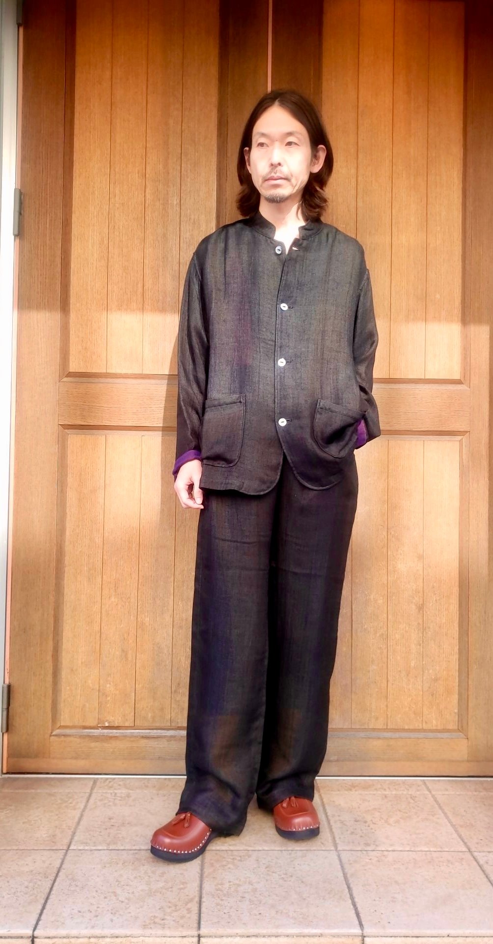 NEEDLES STAND COLLAR JACKET RAYON DOUBLE FACE G
