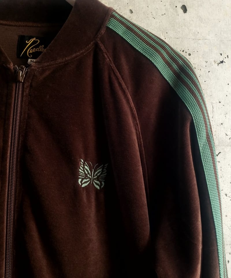 NEEDLES RIB COLLAR TRACK JACKET C/PE VELOUR |