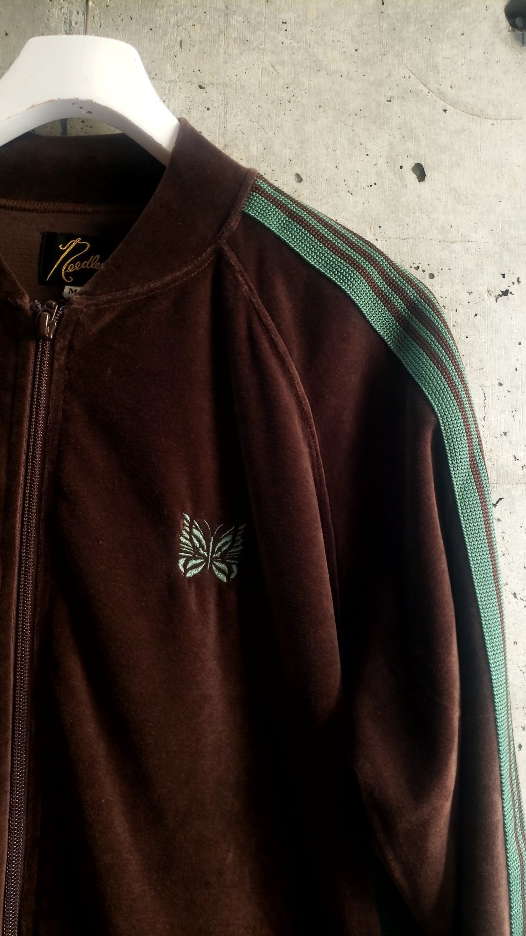 NEEDLES RIB COLLAR TRACK JACKET C/PE VELOUR |
