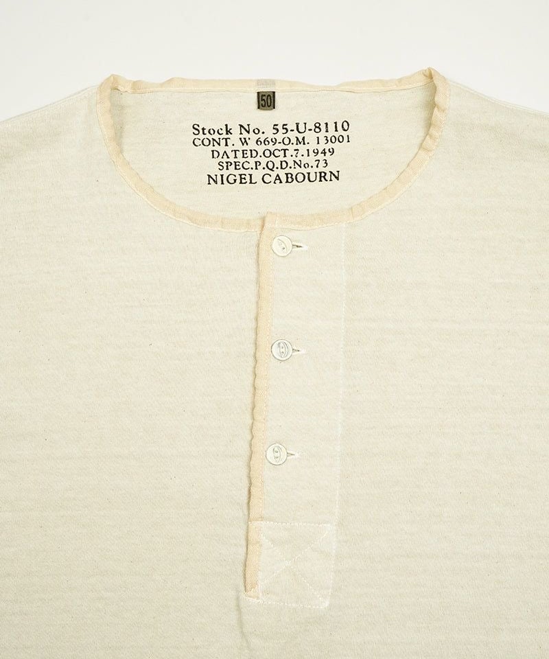 ナイジェルケーボン 50s ヘンリーネックシャツ ブラック50サイズ Nigel Cabourn 50s HENLEY NECK SHIRT (ナイジェルケーボン