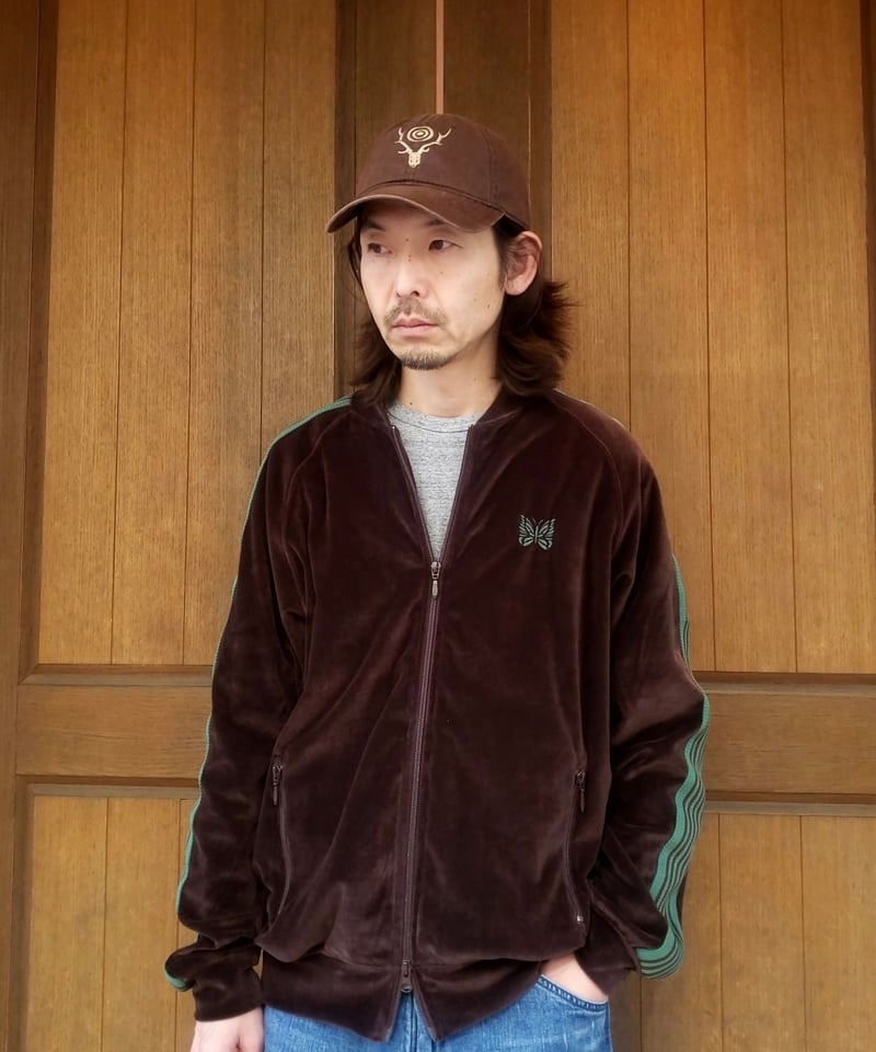 NEEDLES RIB COLLAR TRACK JACKET C/PE VELOUR |