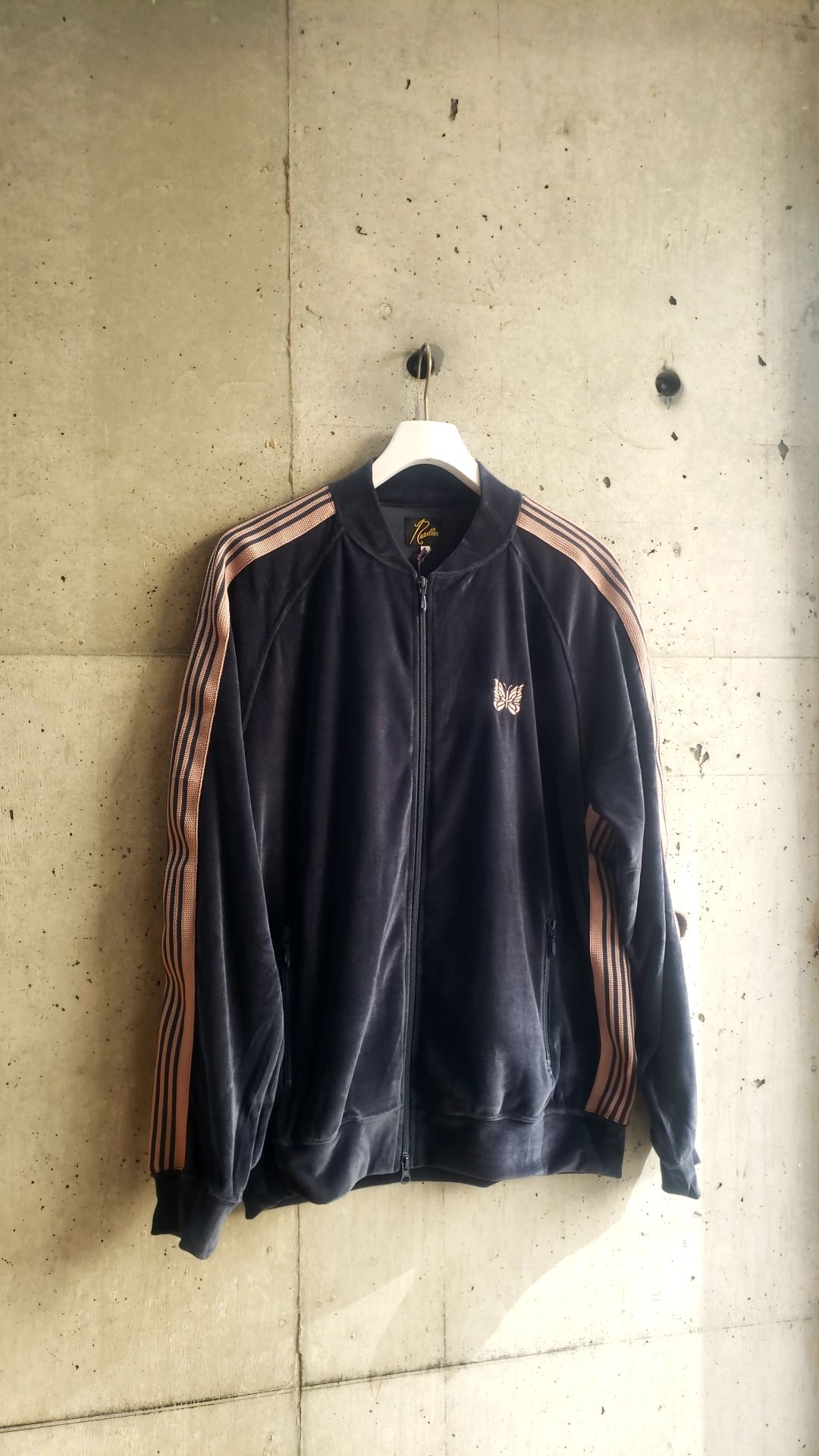 NEEDLES RIB COLLAR TRACK JACKET C/PE VELOUR |