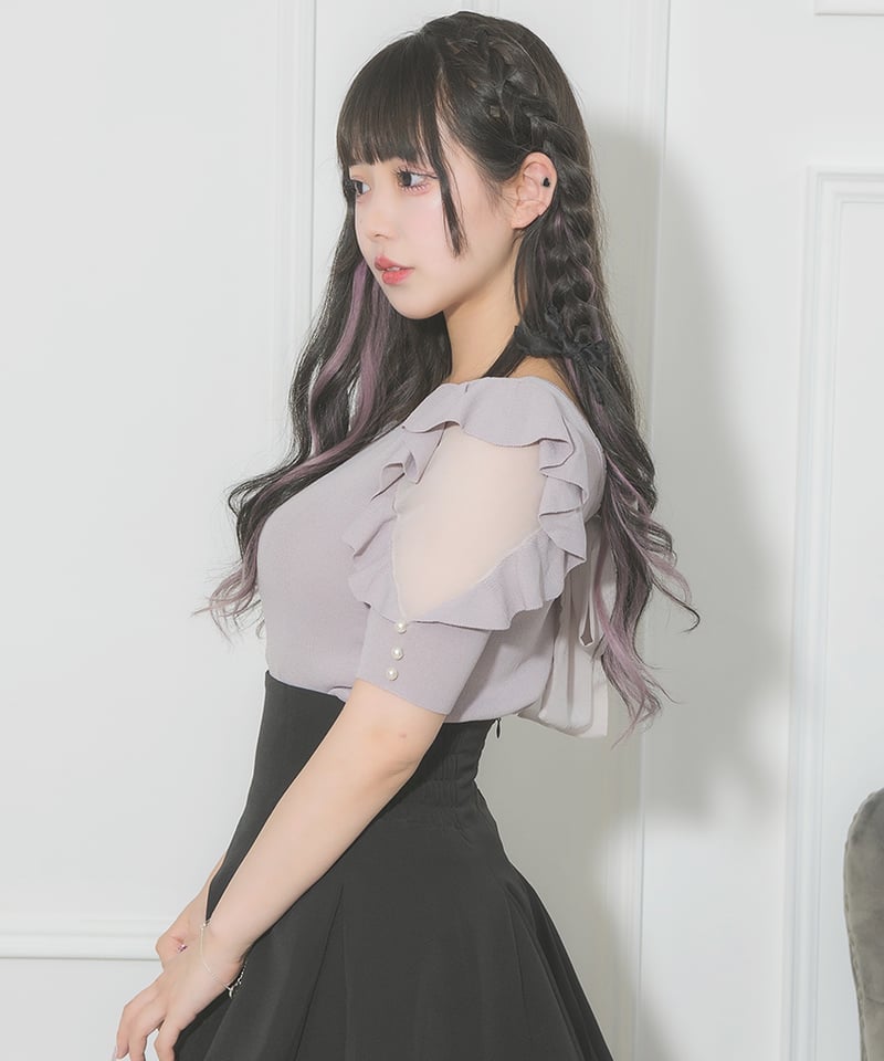 pium ぴうむ　2wayオフショルリボントップス　新品