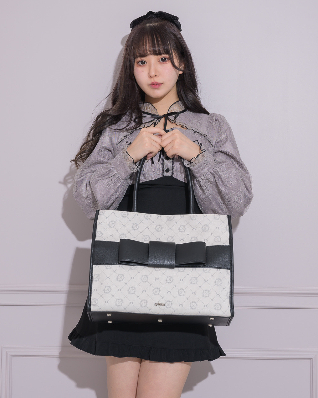 pium フロントリボンキャンバストートバッグ-