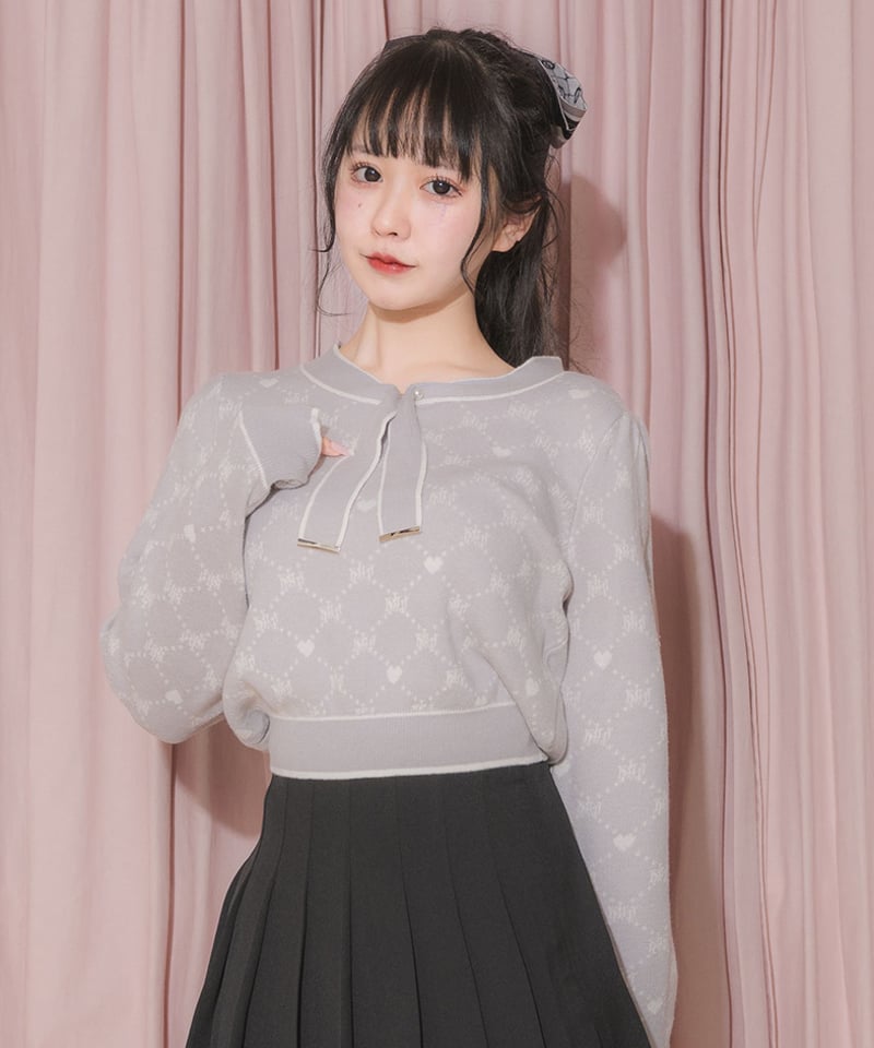 pium♥ フロントファスナーモノグラムニットワンピ pium ぴうむ