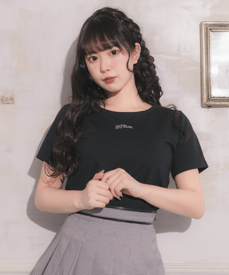 【Courreges】ストーンロゴトップス　キラキラ生地