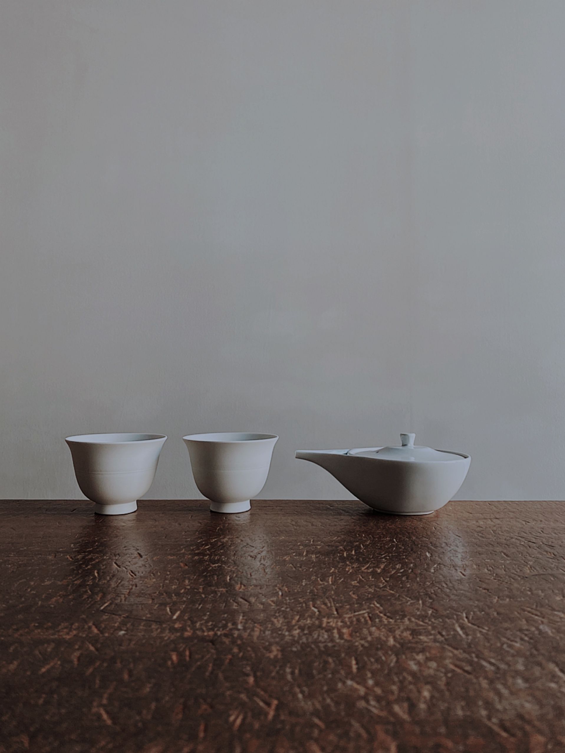 煎茶道具　萬古焼　春峰造　花文　玉露揃　小さな茶器揃　共箱　M　R5313 original