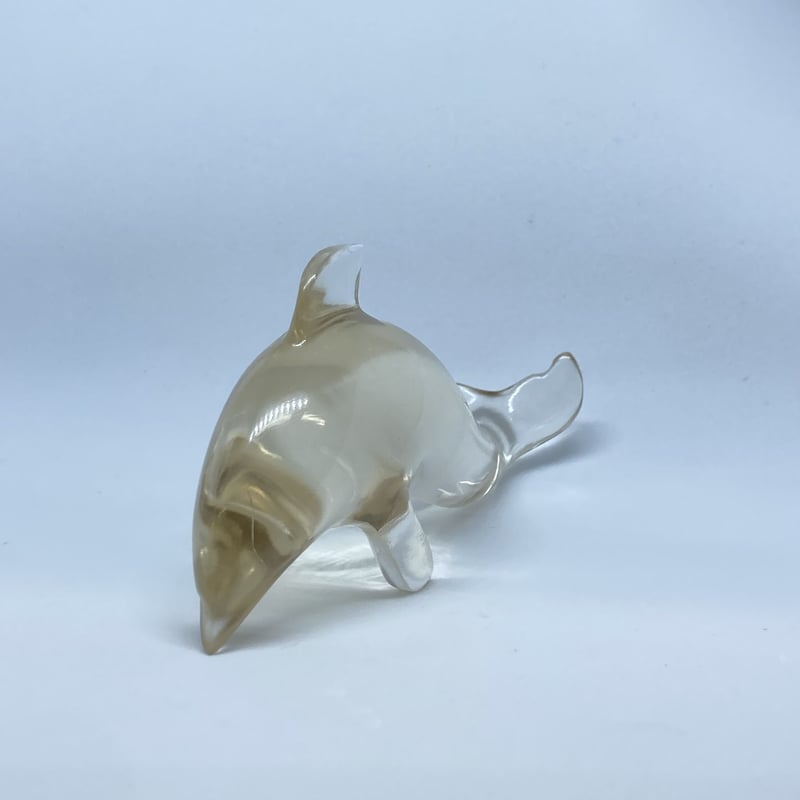 イルカ置物 バカラ フィギュリン ○ イルカ 置物 ドルフィン ブルー 青 尻尾