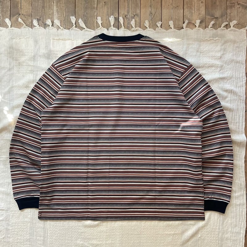Horizontal Striped Jacquard L/SL Tee (BWN) | sp