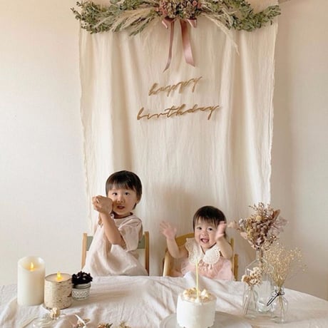 wood letter banner / happy birthday set（color natural）