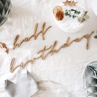 wood letter banner / half birthday set（color natural）