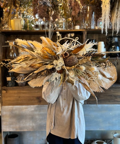 特大ドライフラワーオブジェ ウォールデコレーション フラワーウォールデコ | ブルーム-ドライフラワーとインテリアの