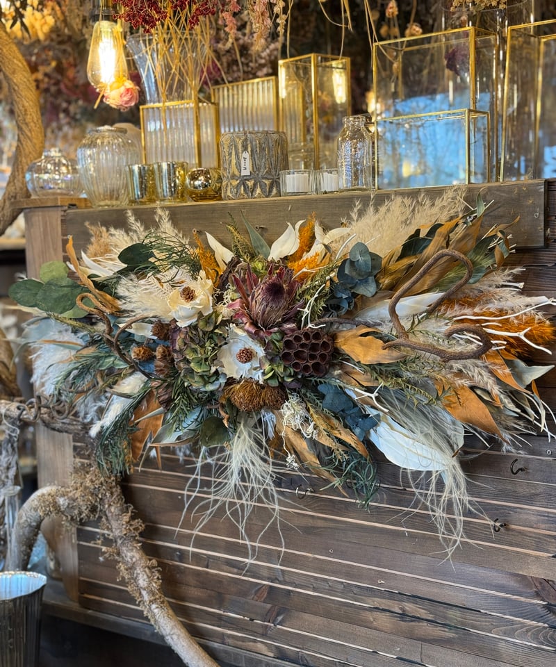 壁掛けスワッグ  フラワーアレンジメント2点 壁掛けオブジェL | iolite online