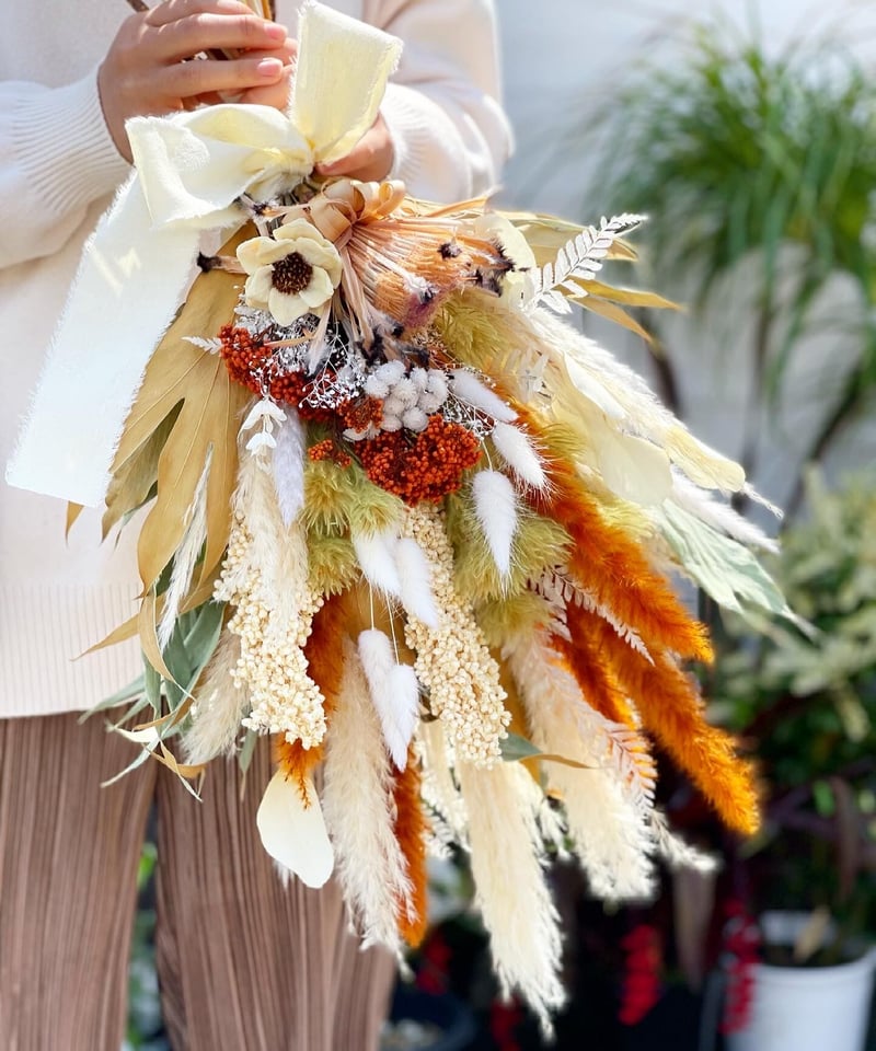 ウェディングブーケ スワッグタイプ イエロー・オレンジ+any colour