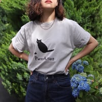 【ネコとネズミ】グレー Tシャツ ユニセックス 猫柄 綿100% 猫 ネズミ purrrfection