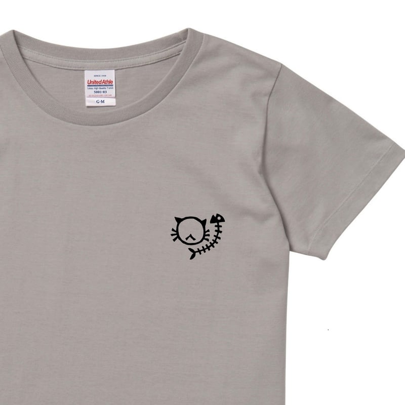 カジュアル 黒猫ロゴプリント 半袖 ルーズ コットン Tシャツ 猫ロゴ】グレー 猫柄 Tシャツ 猫 半袖 コットン プレゼント