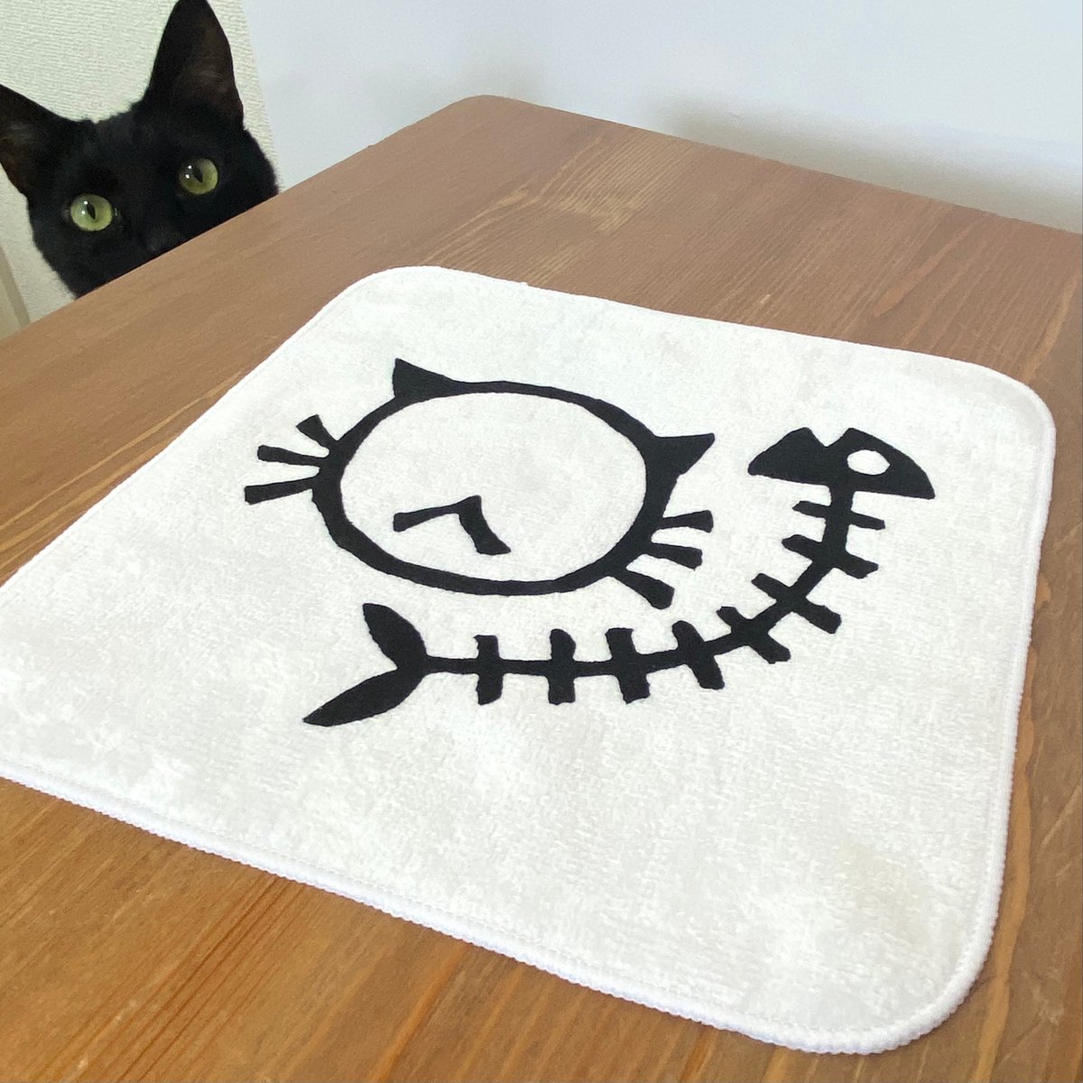 可愛い猫のロゴ】ハンカチ 綿 猫 猫柄 タオル ハンカチタオル