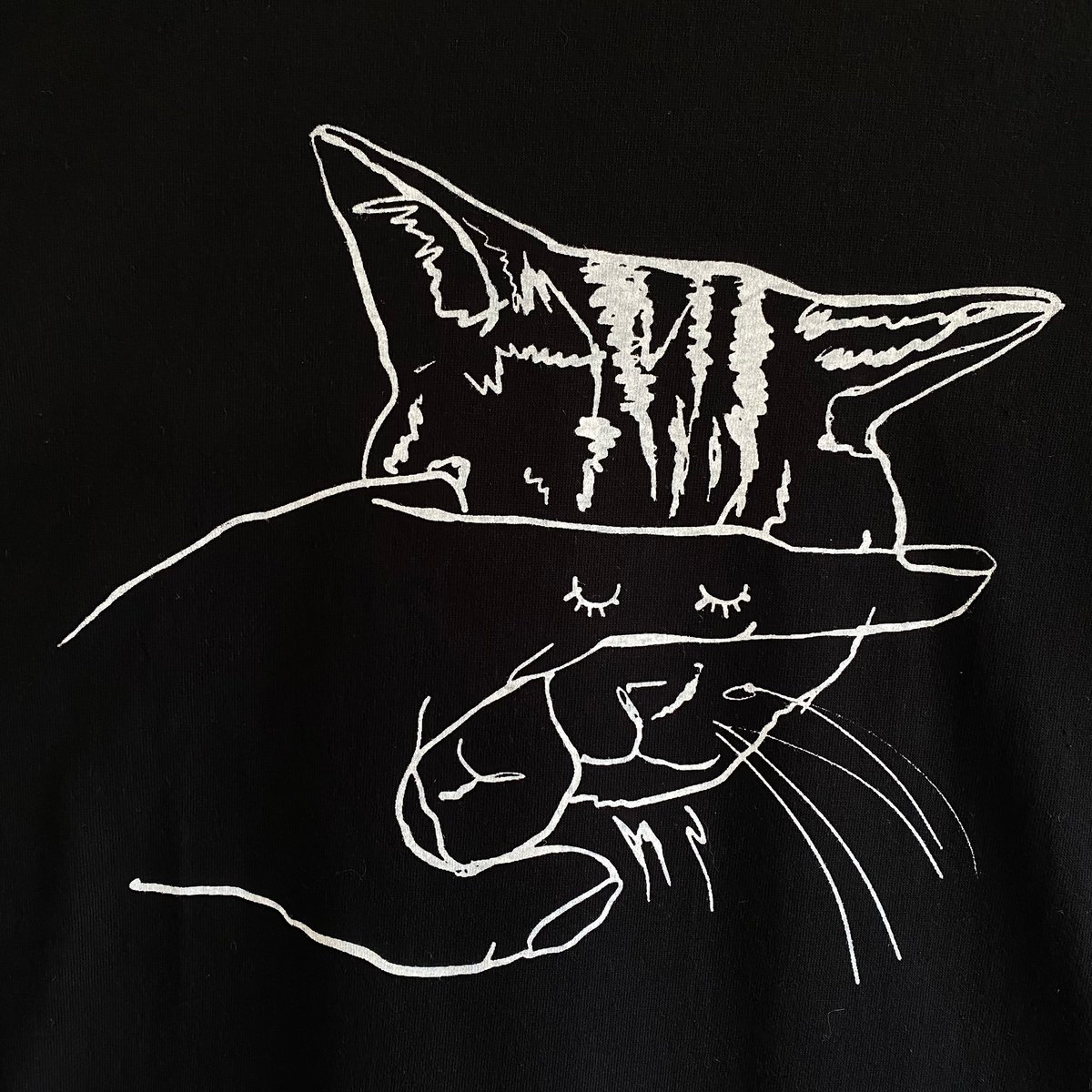 見ちゃダメ】Tシャツ ブラック 猫柄 シルクスクリーン オリジナル 綿