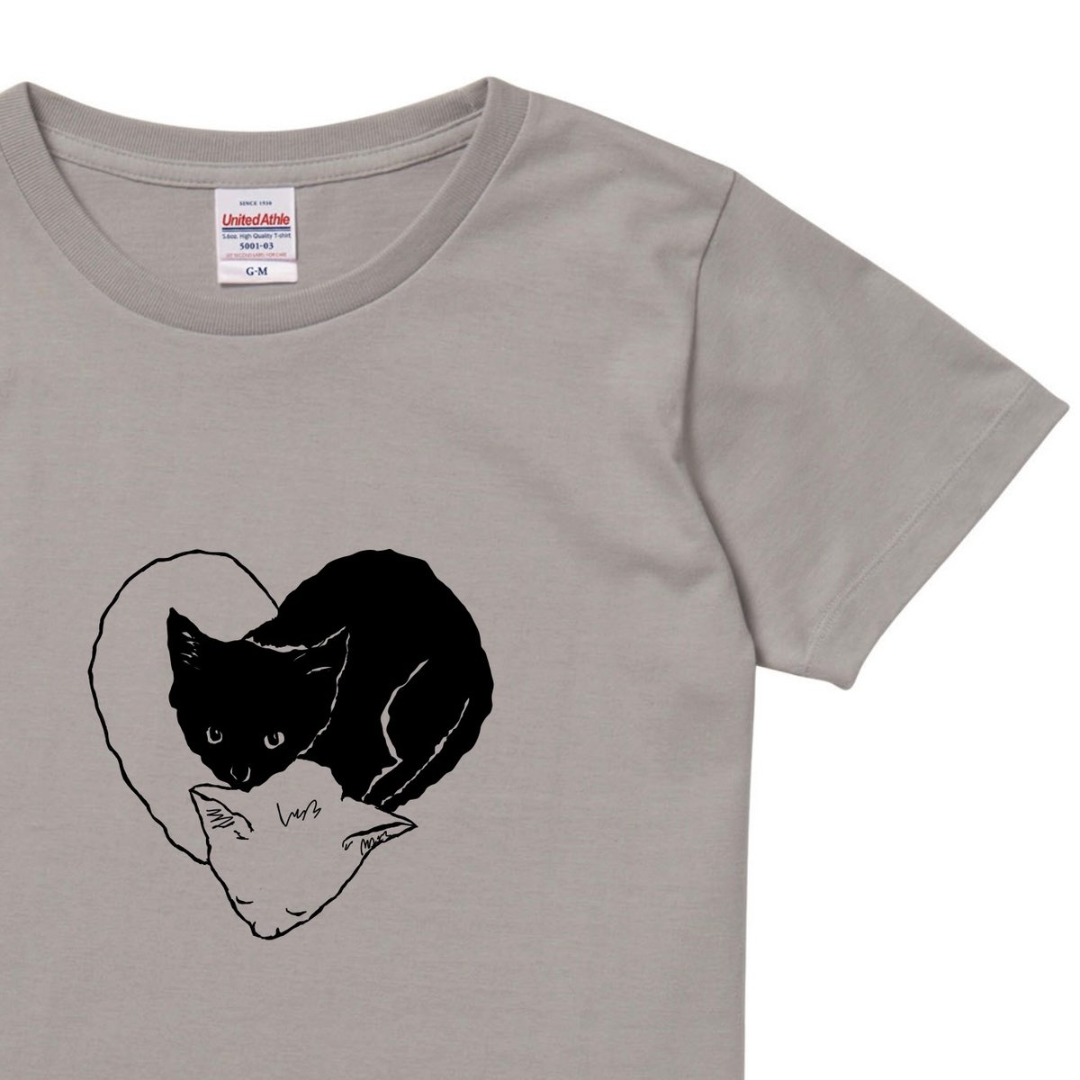 しろとくろの猫】Tシャツ グレー 白猫 黒猫 猫柄 カジュアル