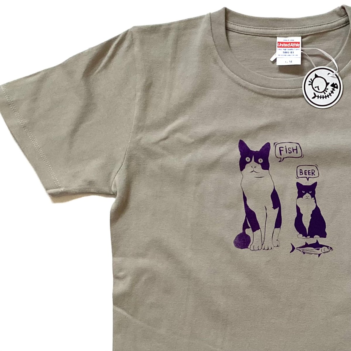 ハチワレブラザーズ】グレー 猫柄 Tシャツ 半袖 ユニセックス 綿 ハチワレブラザーズ】グレー 猫柄 Tシャツ 半袖 ユニセックス 綿