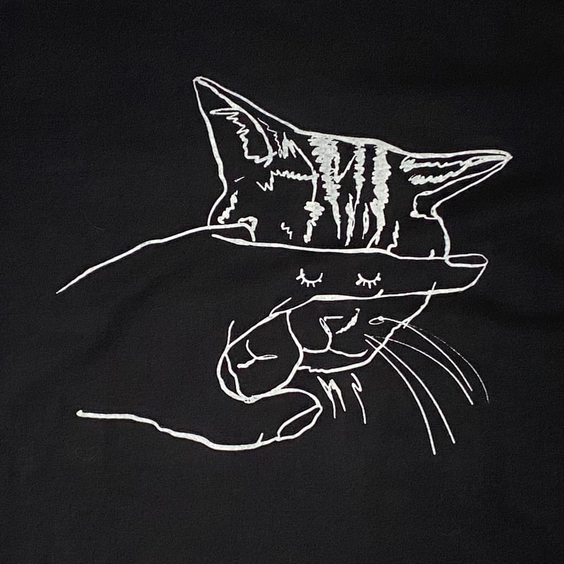 見ちゃダメ】Tシャツ ブラック 猫柄 シルクスクリーン