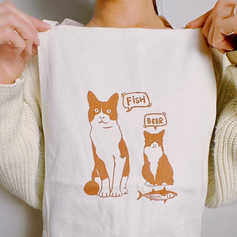 ハチワレブラザーズ】エプロン ハチワレ 猫柄 キャンバス キッチン