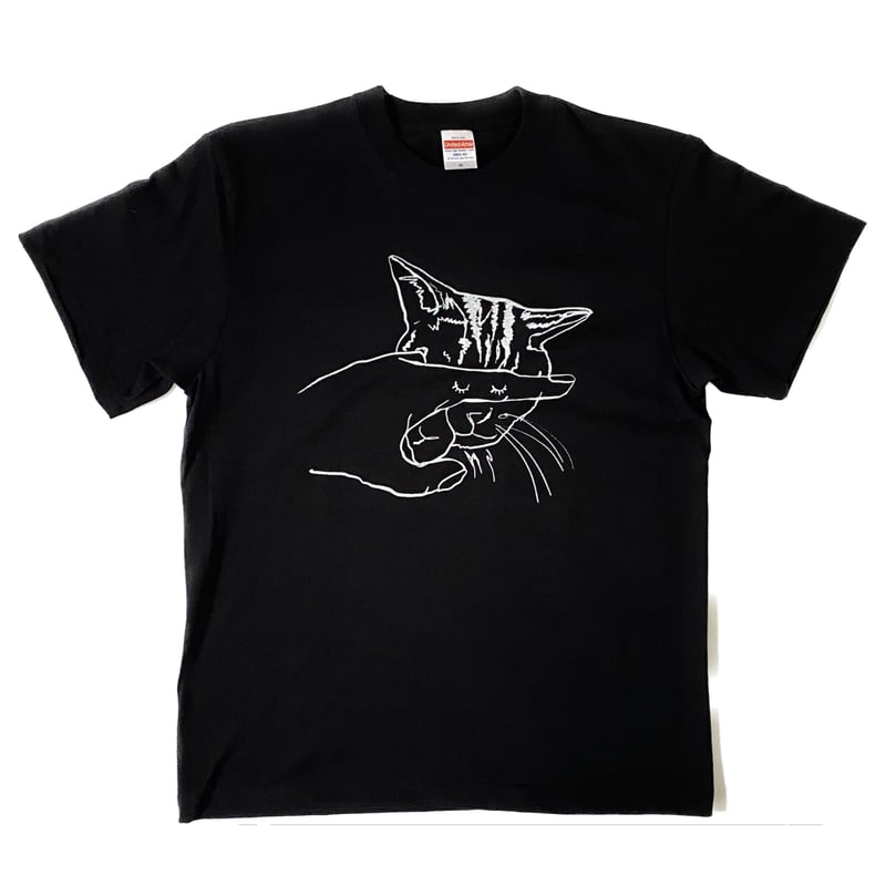 見ちゃダメ】Tシャツ ブラック 猫柄 シルクスクリーン オリジナル 綿  