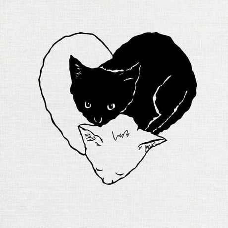 【しろとくろの猫】Tシャツ ホワイト 白猫 黒猫 猫柄 カジュアル メンズ レディース