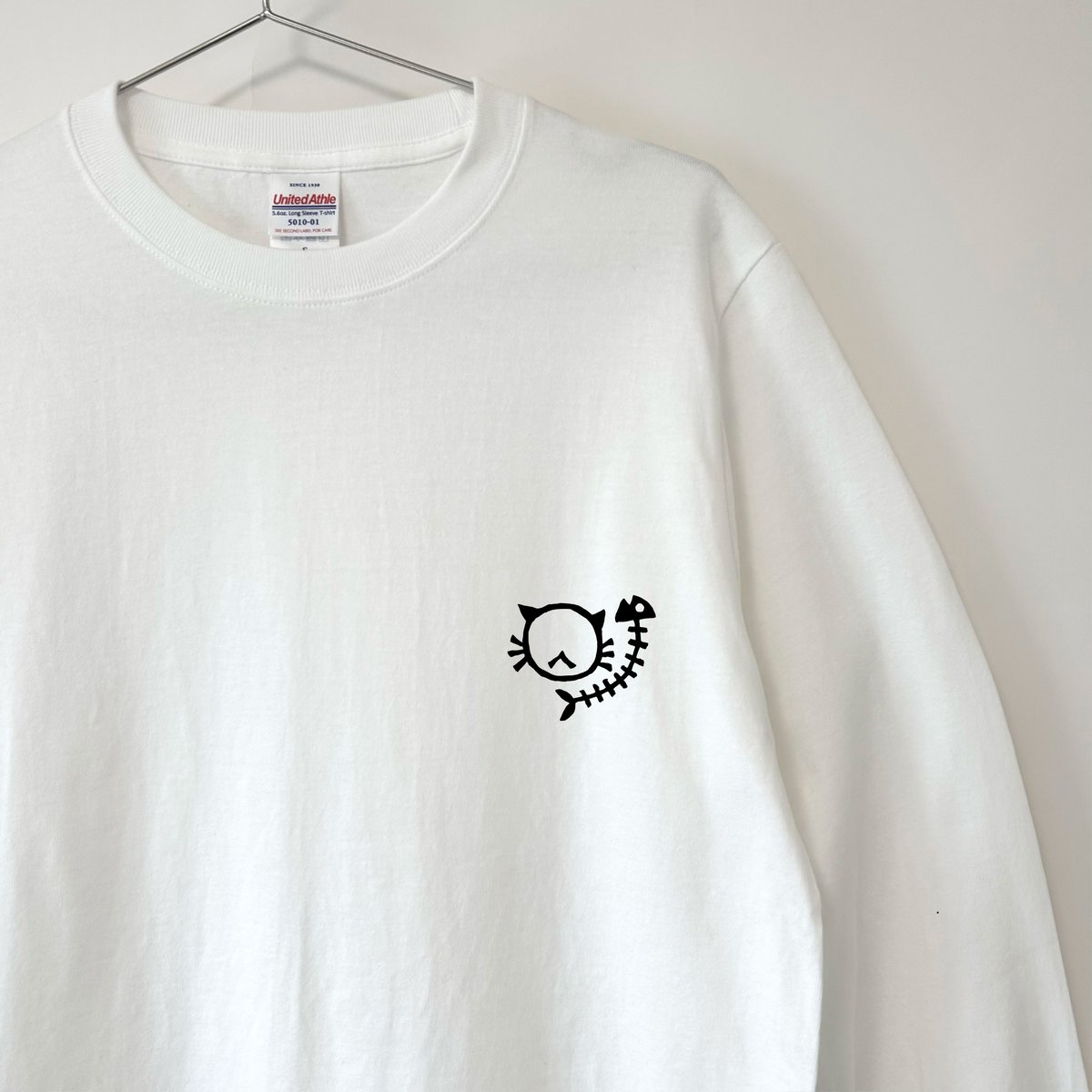 paloma—wool 猫プリント 長袖Tシャツ S 長袖【猫のロゴ】ロンT 長袖 ホワイト 猫柄 ワンポイント