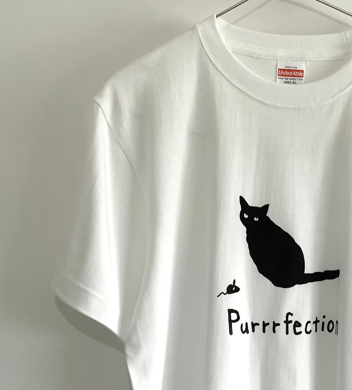 ネコとネズミ】ホワイト Tシャツ ユニセックス 猫柄 綿100% 猫 ネズミ