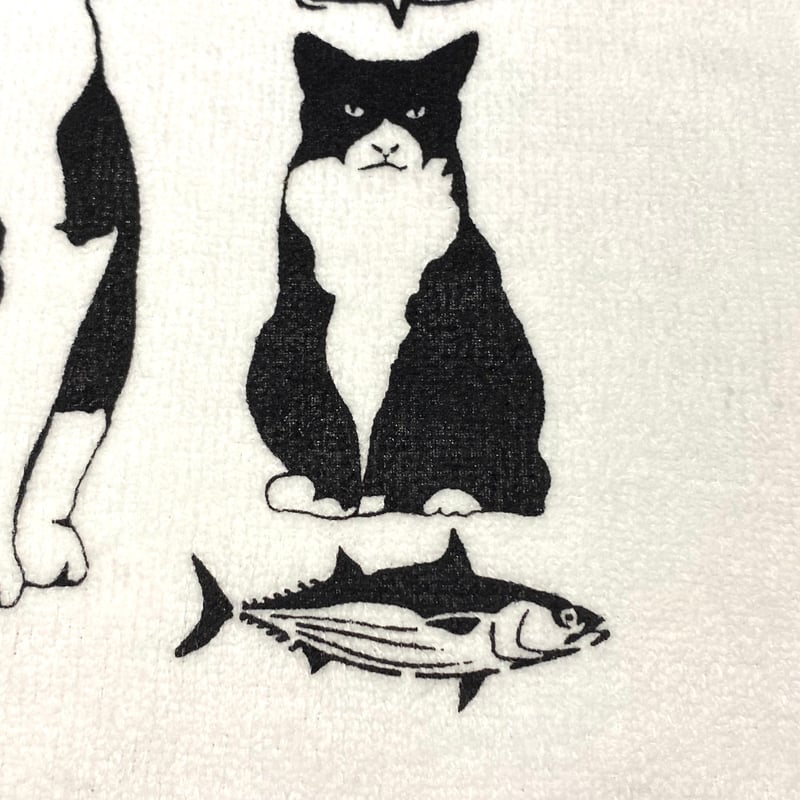 ハチワレブラザーズ】タオルハンカチ 猫柄 パイル生地 綿100