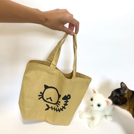 【猫のロゴ】猫柄 トートバッグ お散歩バッグ ハチワレ 猫柄 カバン キャンバス カジュアル　セール