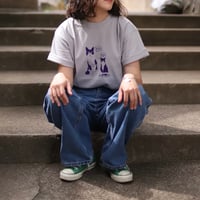 【ハチワレブラザーズ】グレー 猫柄 Tシャツ 半袖 ユニセックス 綿100 S〜XL