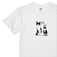【ハチワレブラザーズ】Tシャツ ホワイト 綿100% 猫柄 シルクスクリーン