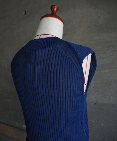 SLOANE(WOMENS) /14Gワイドリブ 和紙×ポリエステル ノースリーブ  Uネック