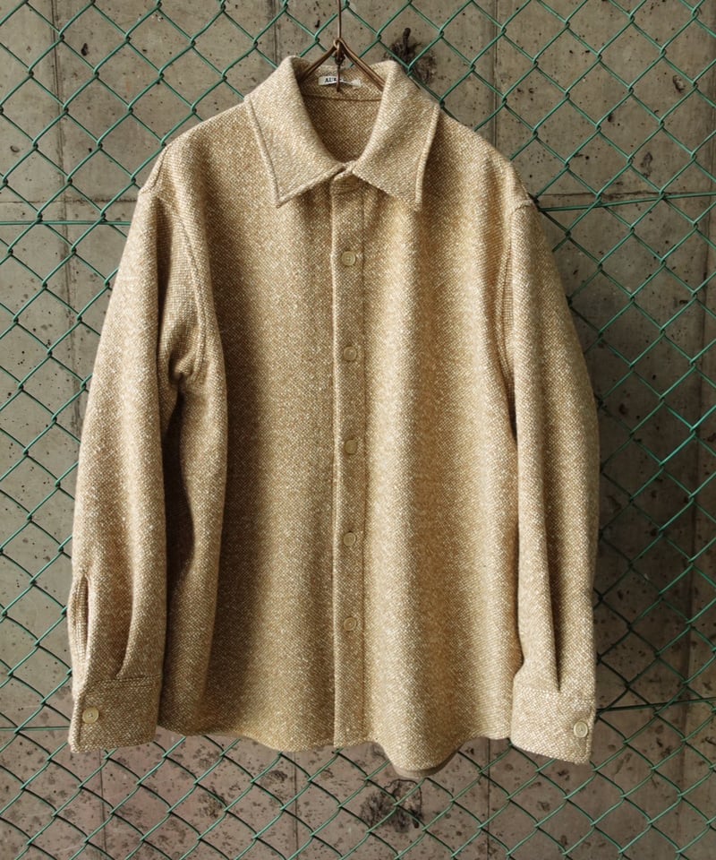 AURALEE SPUN TWEED SHIRT BLOUSON 新品 Homespun Tweed Shirt Blouson in Brown