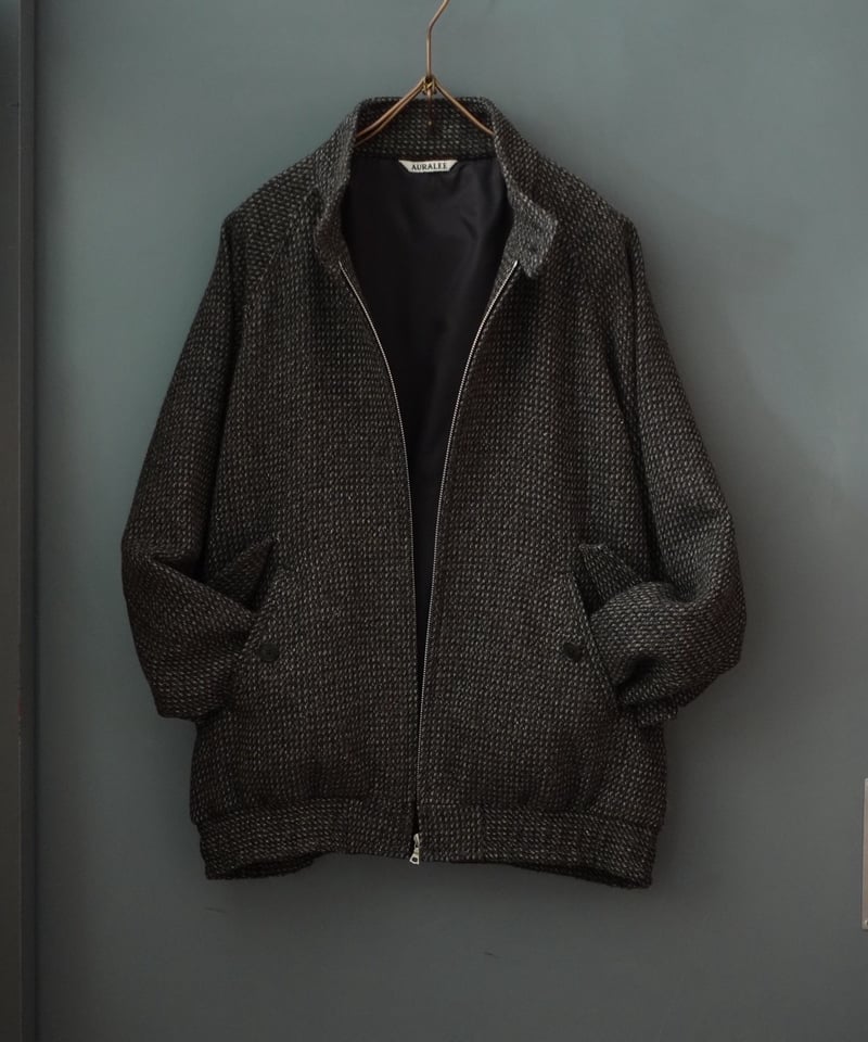 買*ン様 auralee 22aw TWEED BLOUSON Wool, alpaca, and silk tweed blouson jacket in grey