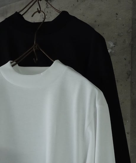 HANDROOM / POLYESTER COTTON FEEL MOCK NECK T-SHIRT LONG SLEEVE