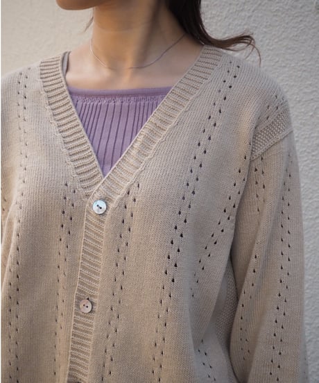 JoICEADDED / GEOMETRIC EYELET KNIT CARDIGAN
