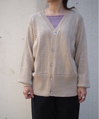 JoICEADDED / GEOMETRIC EYELET KNIT CARDIGAN