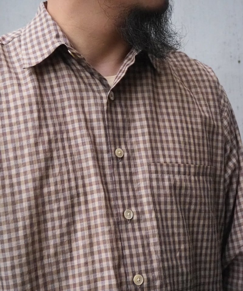 AURALEE(MENS) / AIRY LIGHT COTTON CHECK BIG SHI