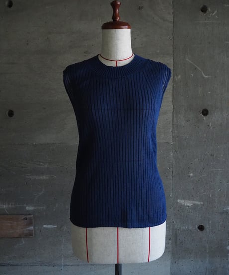 SLOANE(WOMENS) /14Gワイドリブ 和紙×ポリエステル ノースリーブ  Uネック
